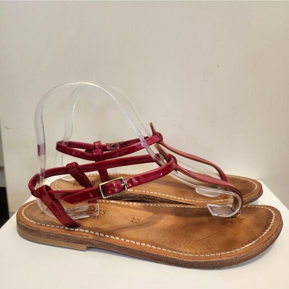 K.JACQUES St. Tropez "PICON" Red Patent Leather Thong Sandals sz.8/38 Ret.$270 - Picture 4 of 12